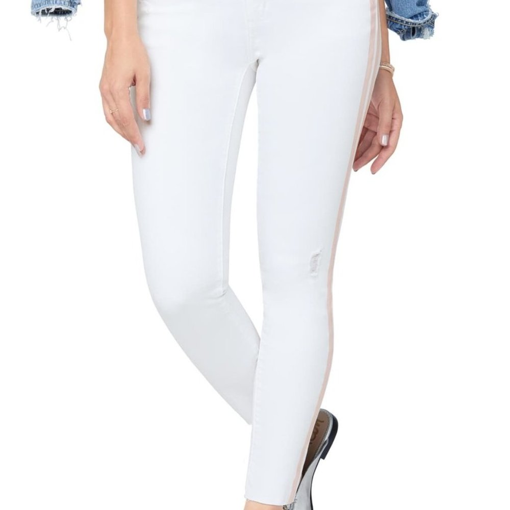 Edelman Pink Stripe Frayed Ankle Skinny Jeans 30 - Picture 15 of 15